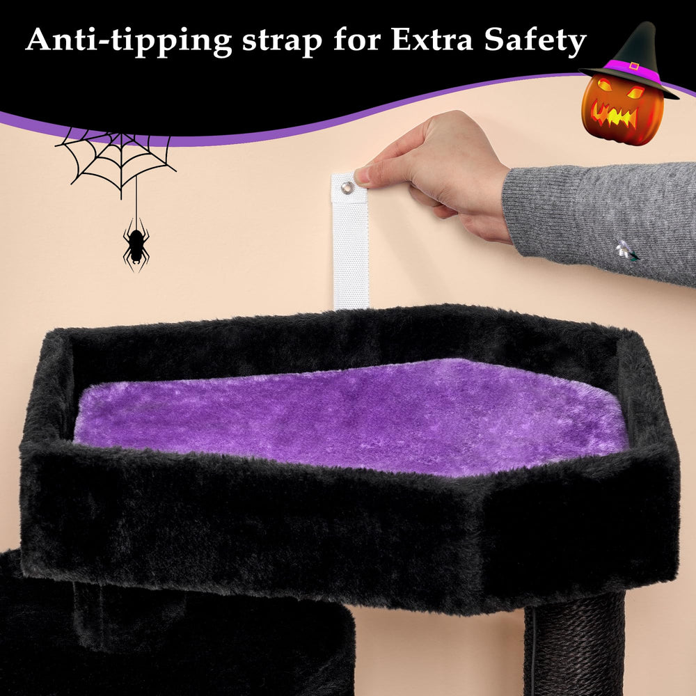 BEWISHOME sturdy base panel reduces rocking and keeps cat safe