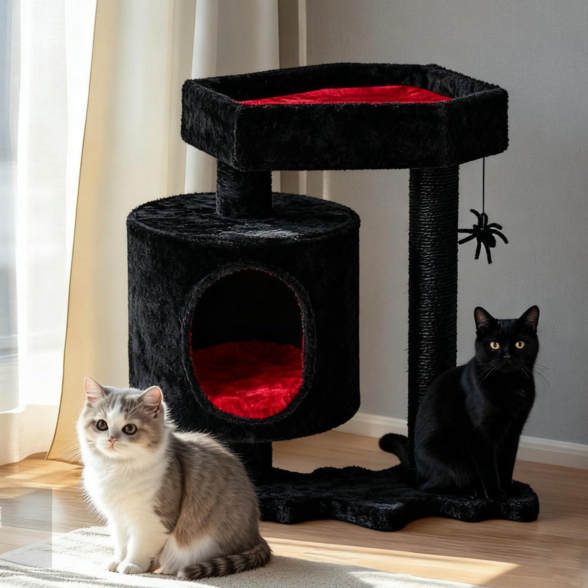 BEWISHOME coffin bed on cat tree tower creates a cozy kitten retreat