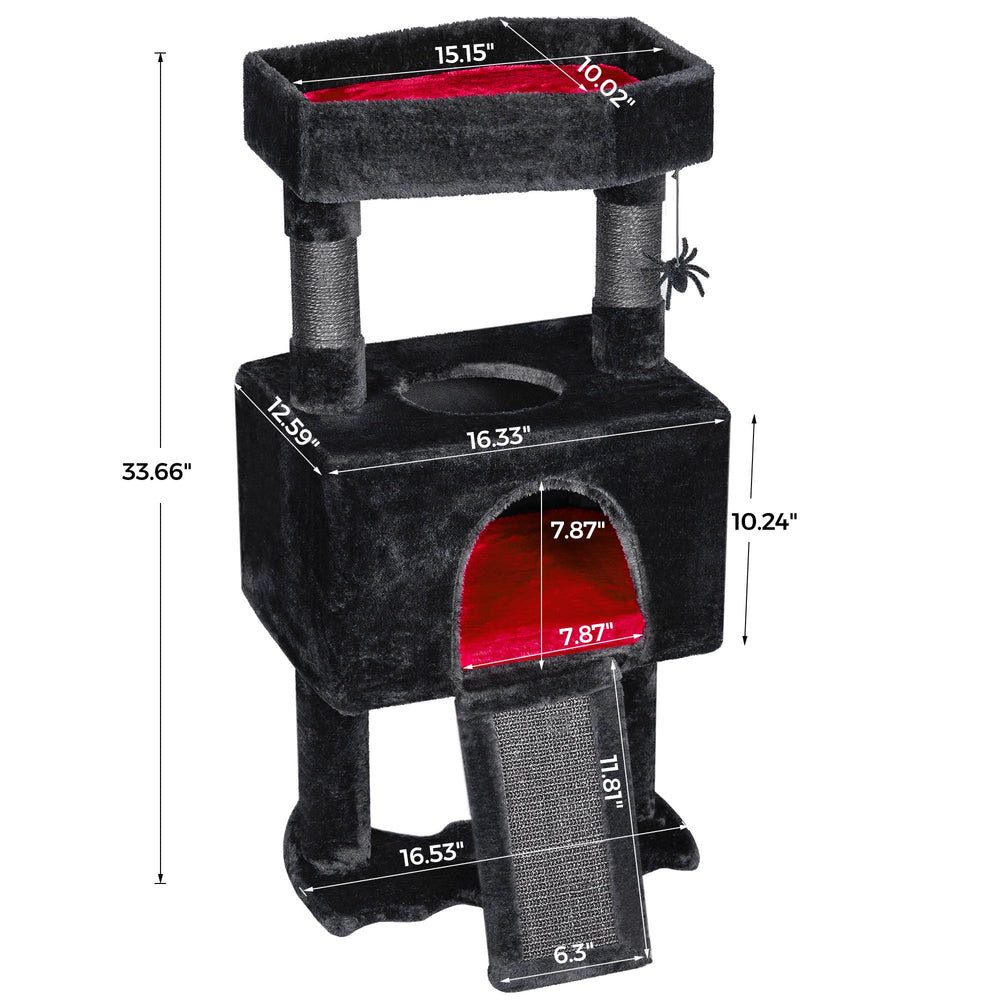 BEWISHOME Cat Tree Tower overall dimensions help planning room fit.