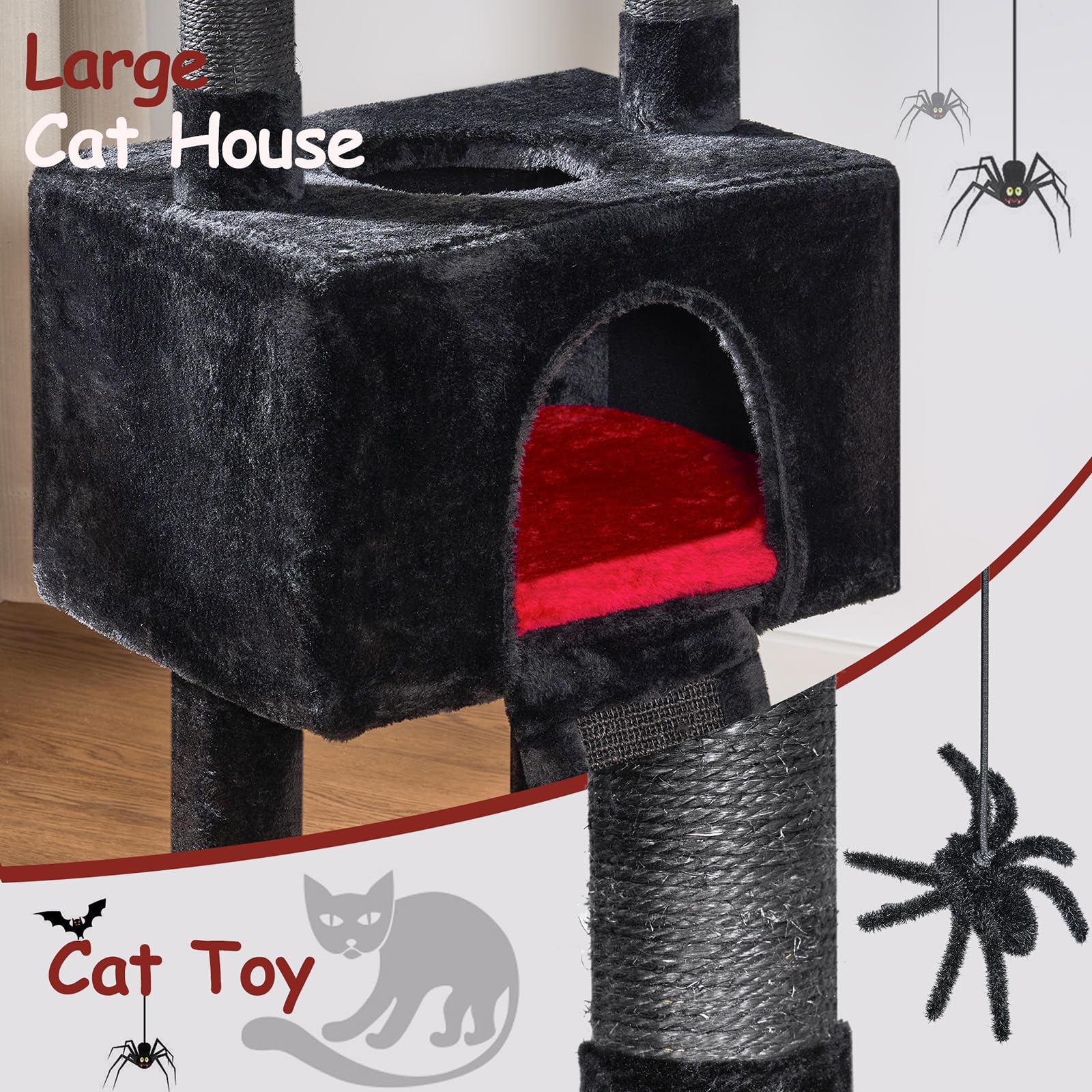 BEWISHOME Cat Tree Tower plush perch offers soft resting after adventures.