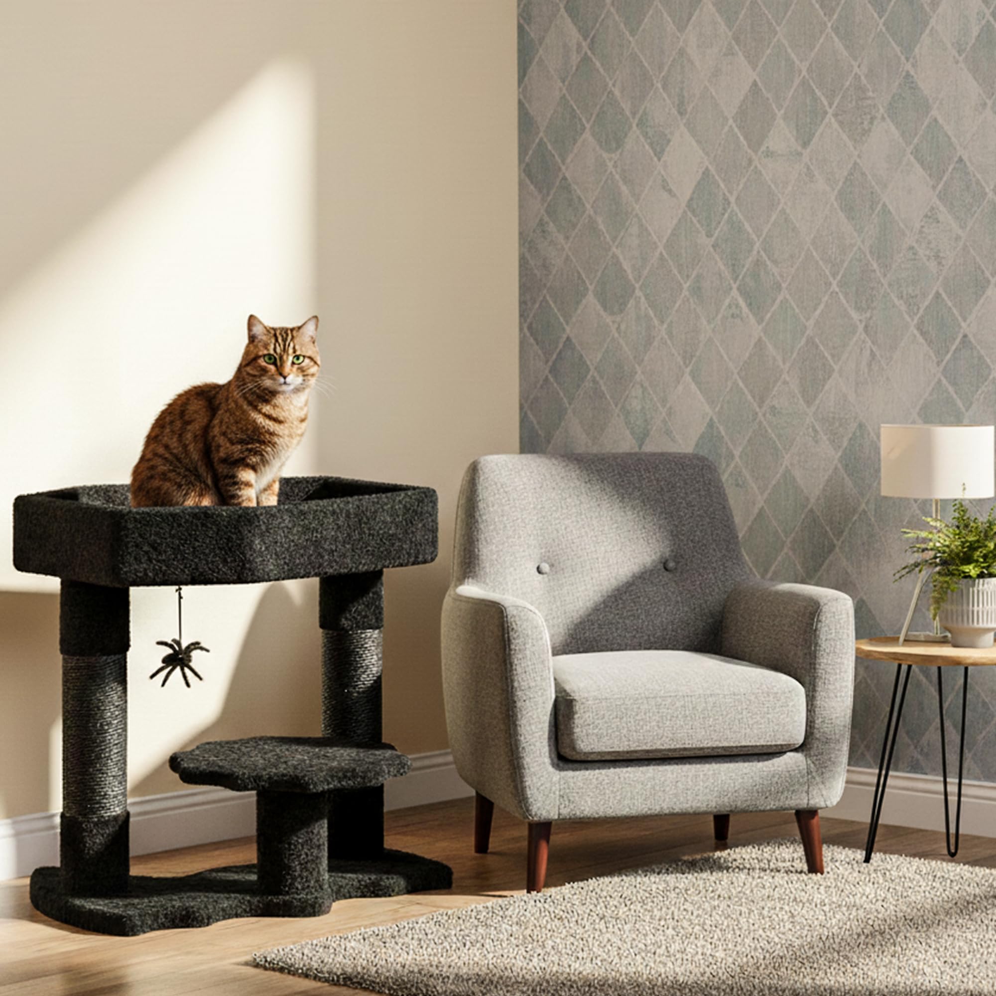 BEWISHOME Cat Tree Tower condo provides a private resting nook for cats.