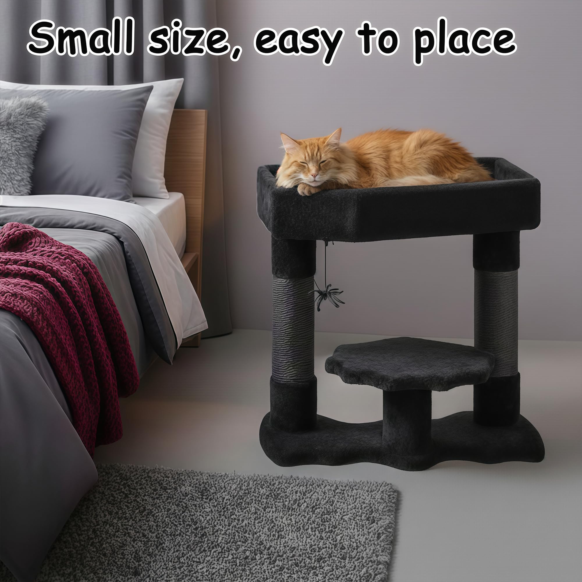 BEWISHOME Cat Tree Tower red-black colorway suits gothic décor and themed rooms.