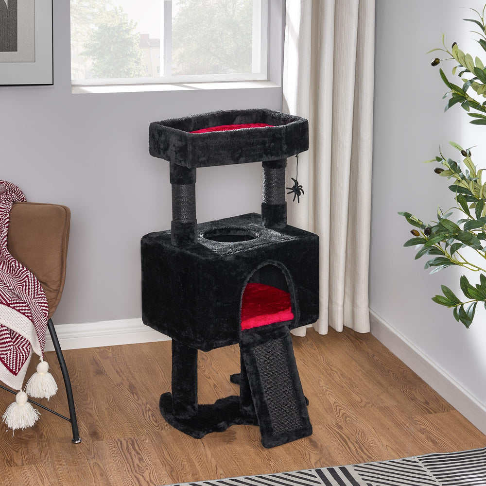BEWISHOME Cat Tree Tower sturdy base and thick posts reduce wobble.
