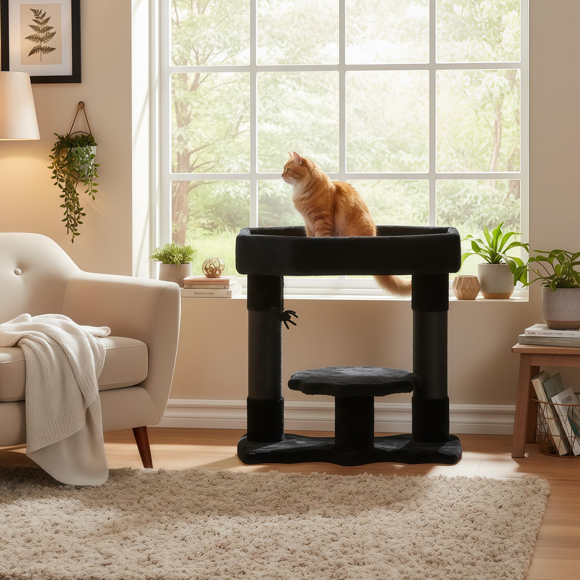 BEWISHOME Cat Tree Tower thickened posts ensure stable climbing and safe play.