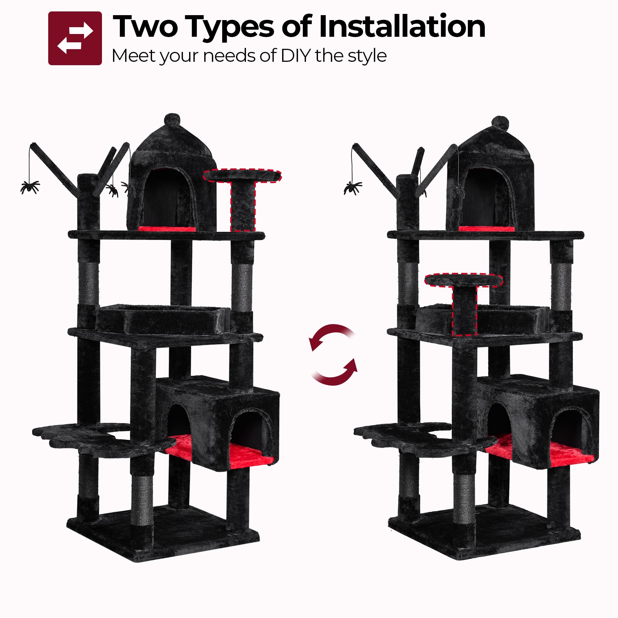 BEWISHOME easy assembly cat tree with reinforced base and stable construction
