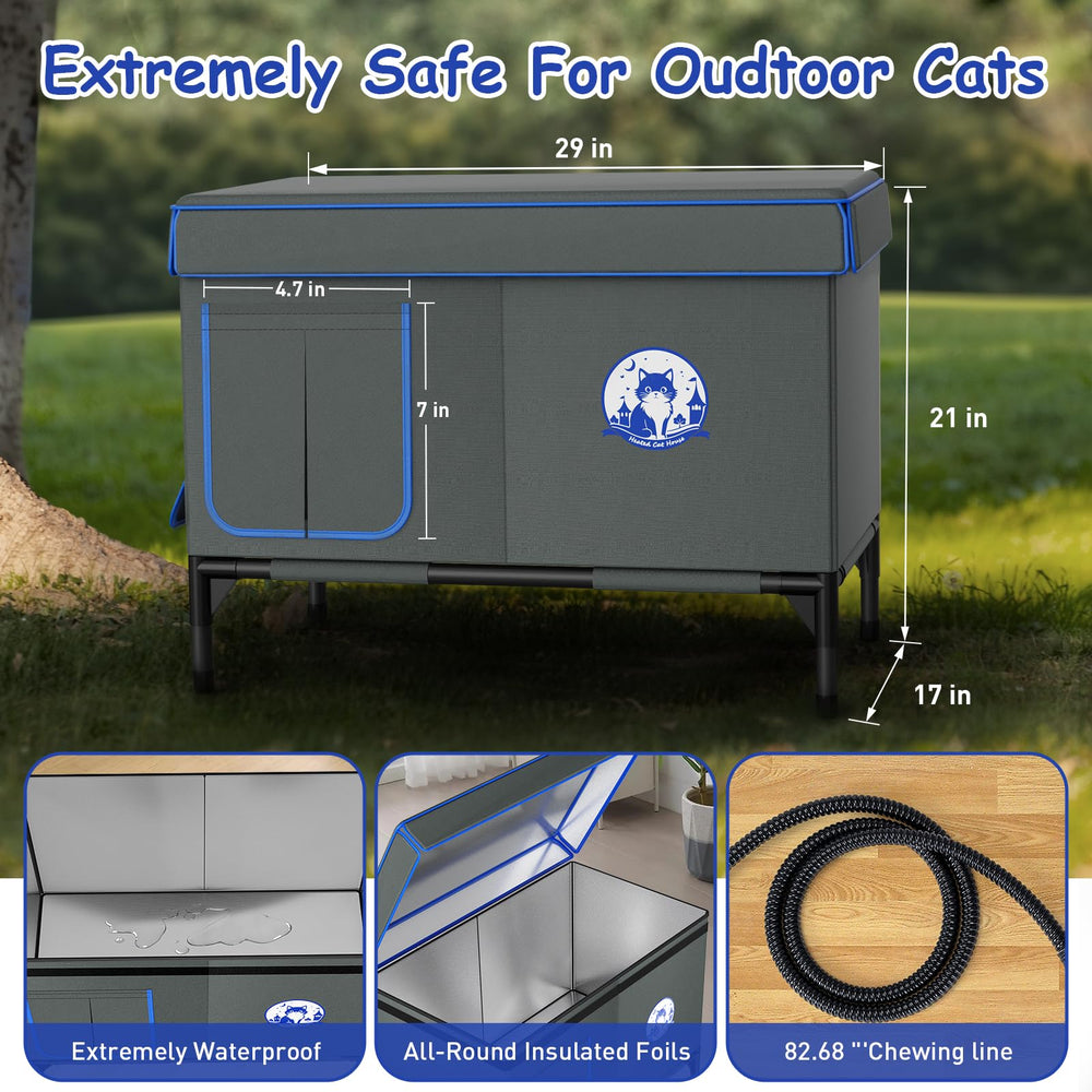Bexmder heated cat house escape door demonstrates one-way exit and safety.