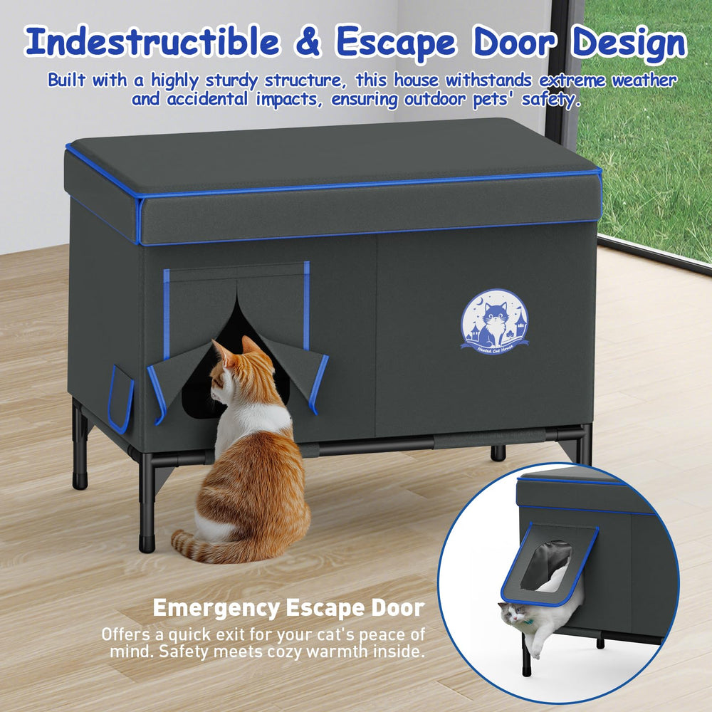 Bexmder heated cat house tool-free assembly for quick setup.