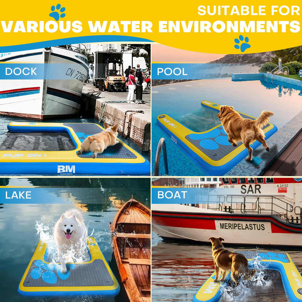 Beyond Marina Pup On! includes pump, ropes and storage bag.