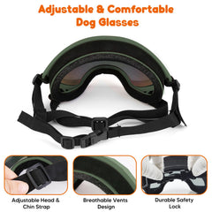 Beyoung dog goggles soft-pvc-frame closeup emphasizes comfortable all-day wear.