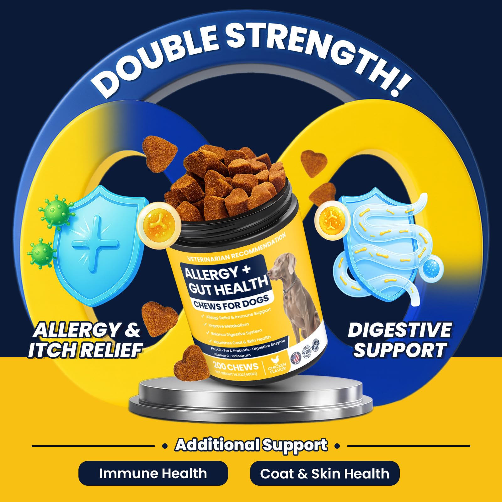 BFDEREN dog allergy chews chicken flavor close-up highlighting tasty palatability