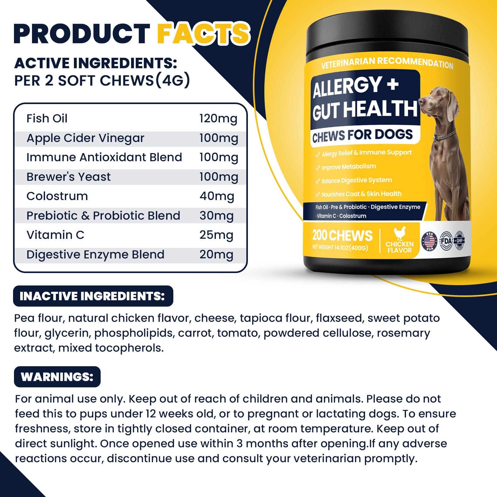 BFDEREN large pack 200 chews bulk option for ongoing support