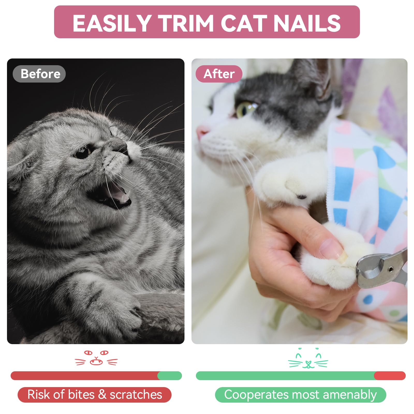 BFNN Cat Grooming Wrap secure wrap highlights anti-escape design for safer grooming sessions