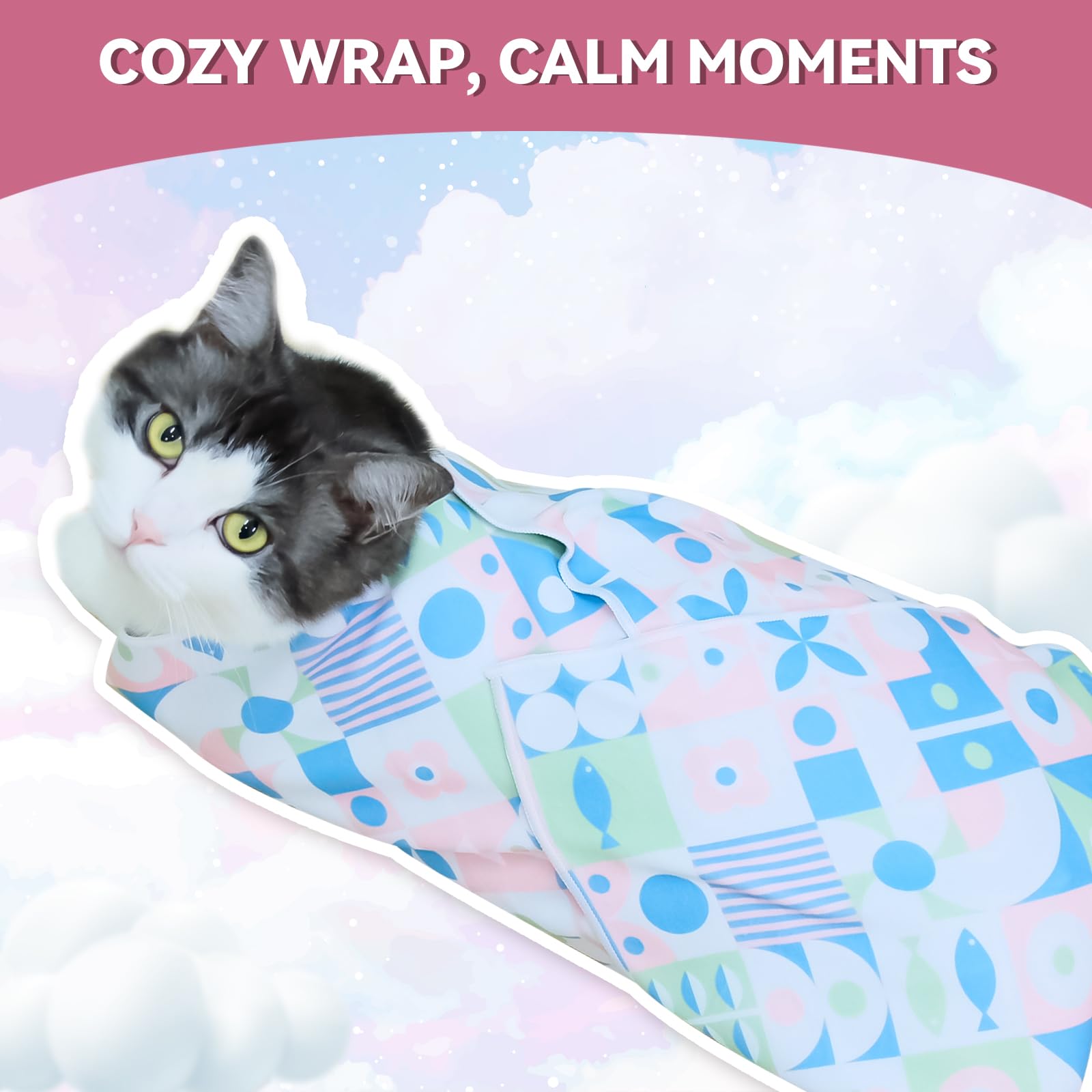 BFNN cat grooming wrap self-adhesive design keeping cat secure.