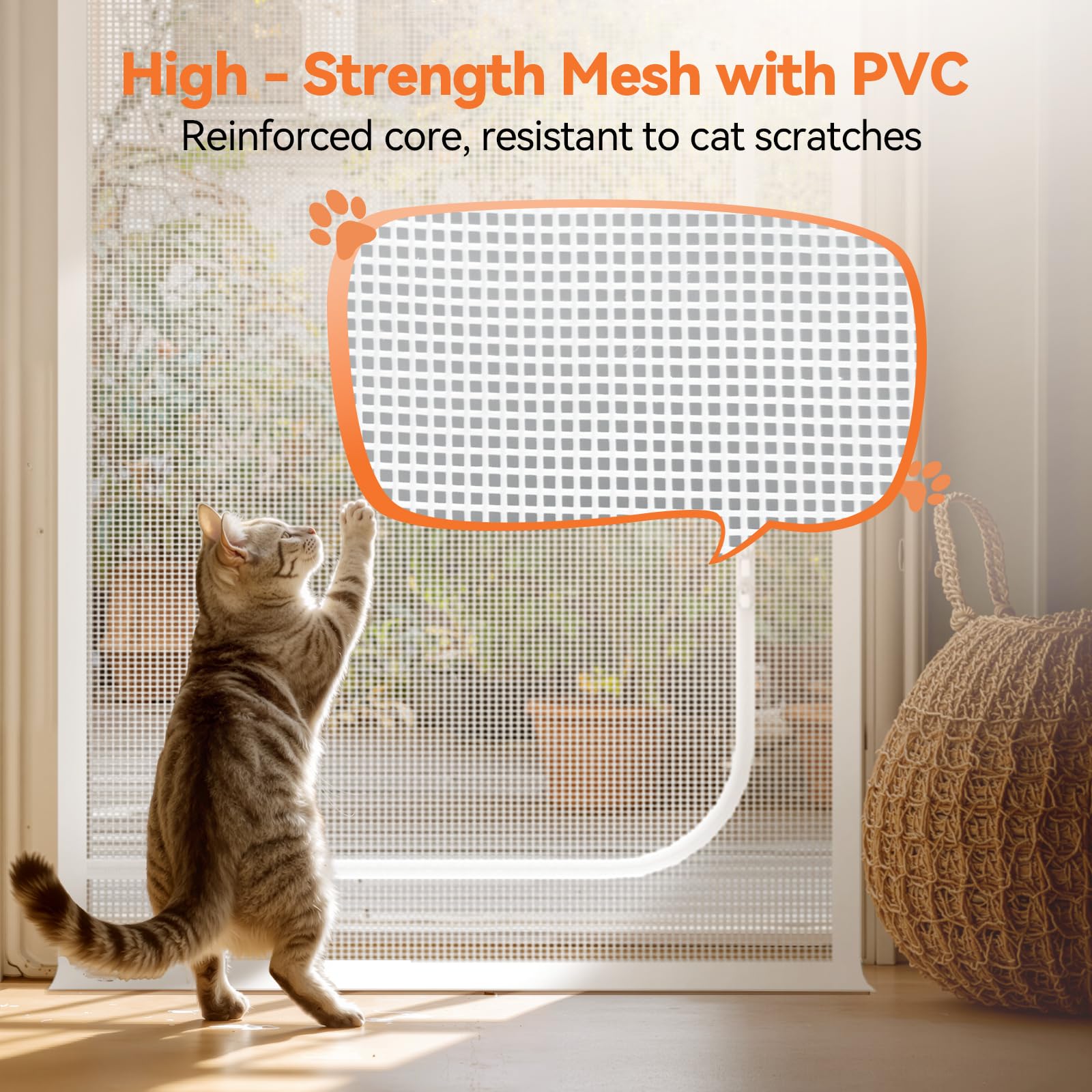BFNN Cat Screen Door anti-scratch mesh highlights durable wear and long-lasting use.
