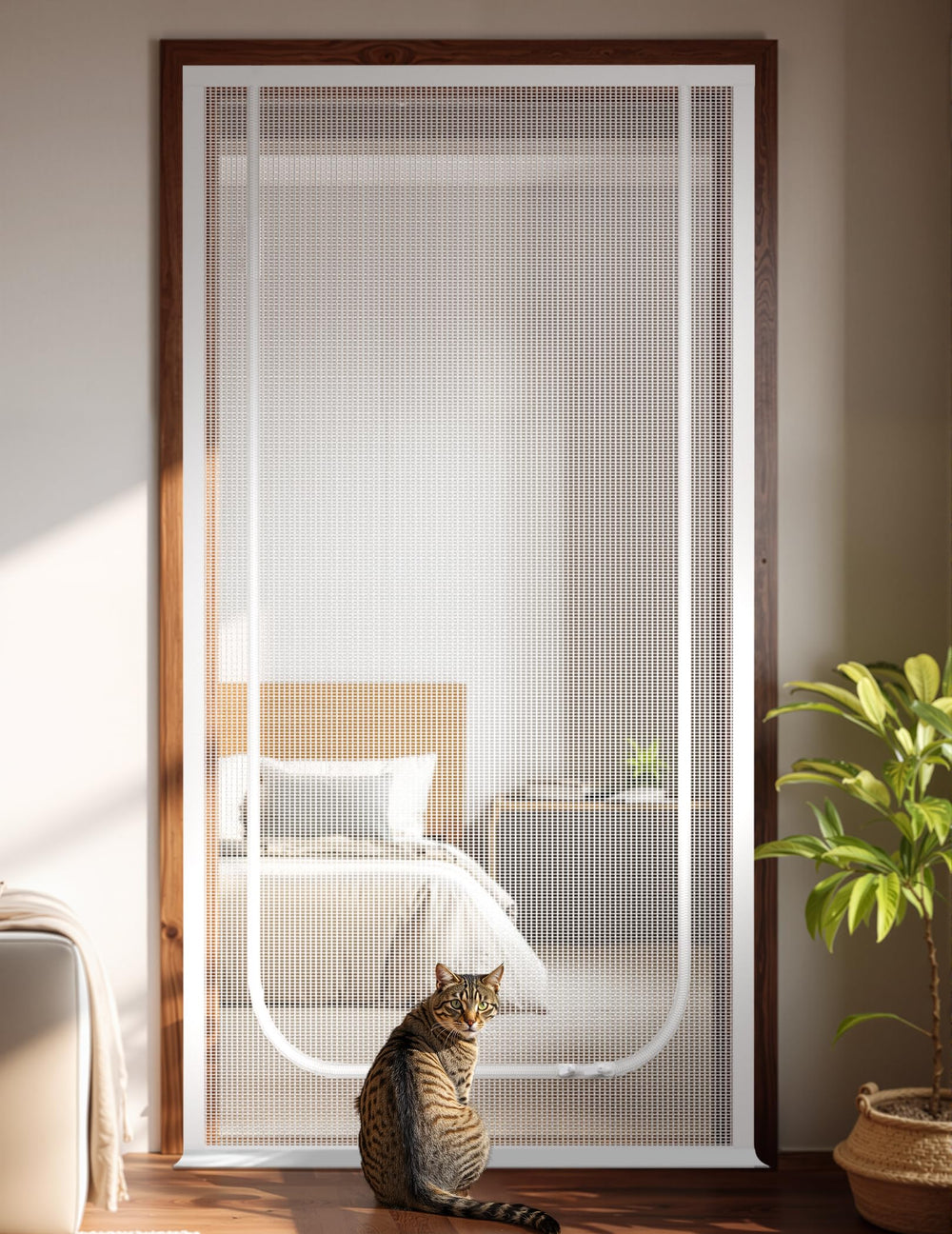 BFNN cat screen door installation steps demonstrate easy setup for tall, pet-friendly spaces.