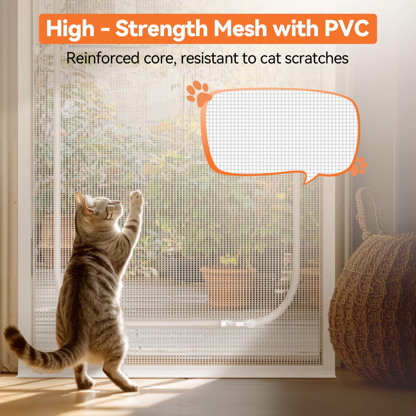 BFNN cat screen door mounted with Velcro for simple installation