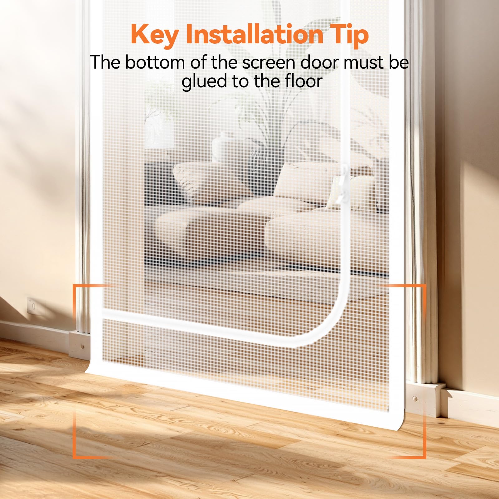 BFNN Cat Screen Door white finish blends with interior decor and doors.