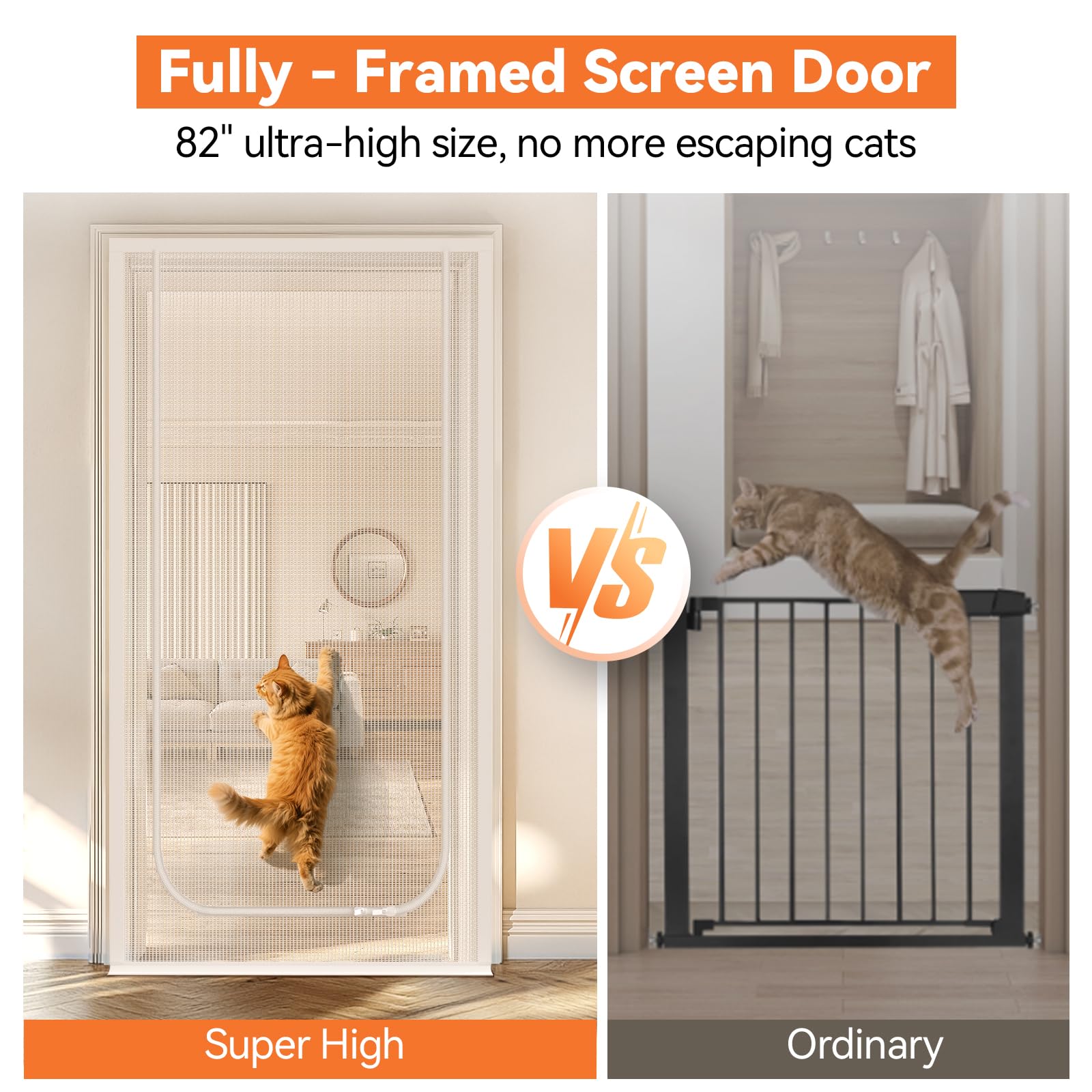 BFNN cat screen door velcro bonding provides secure attachment to various door frames.