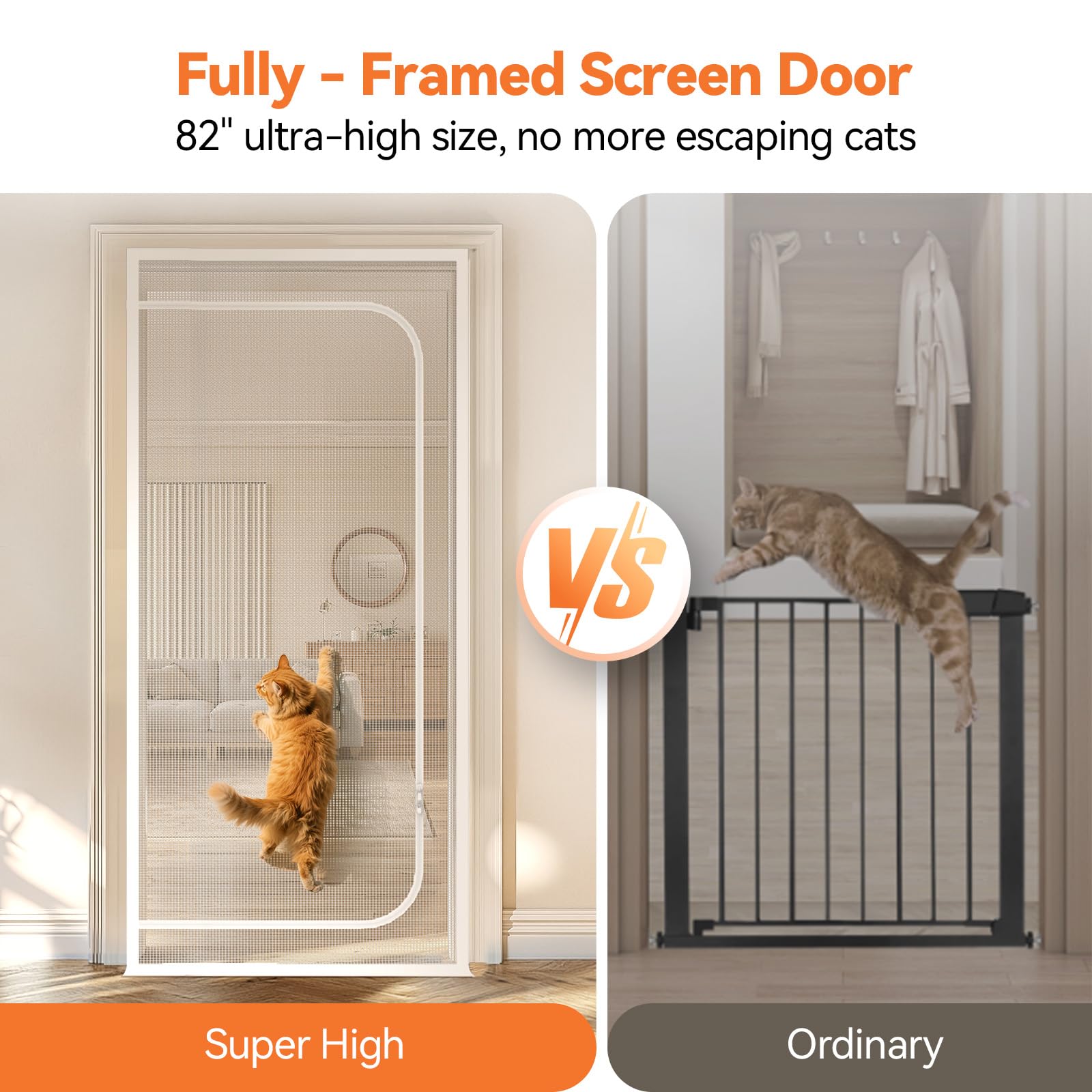BFNN Cat Screen Door wide Velcro fastening provides secure frame adhesion.