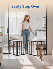 BFNN foldable dog gate folds flat for simple storage or travel