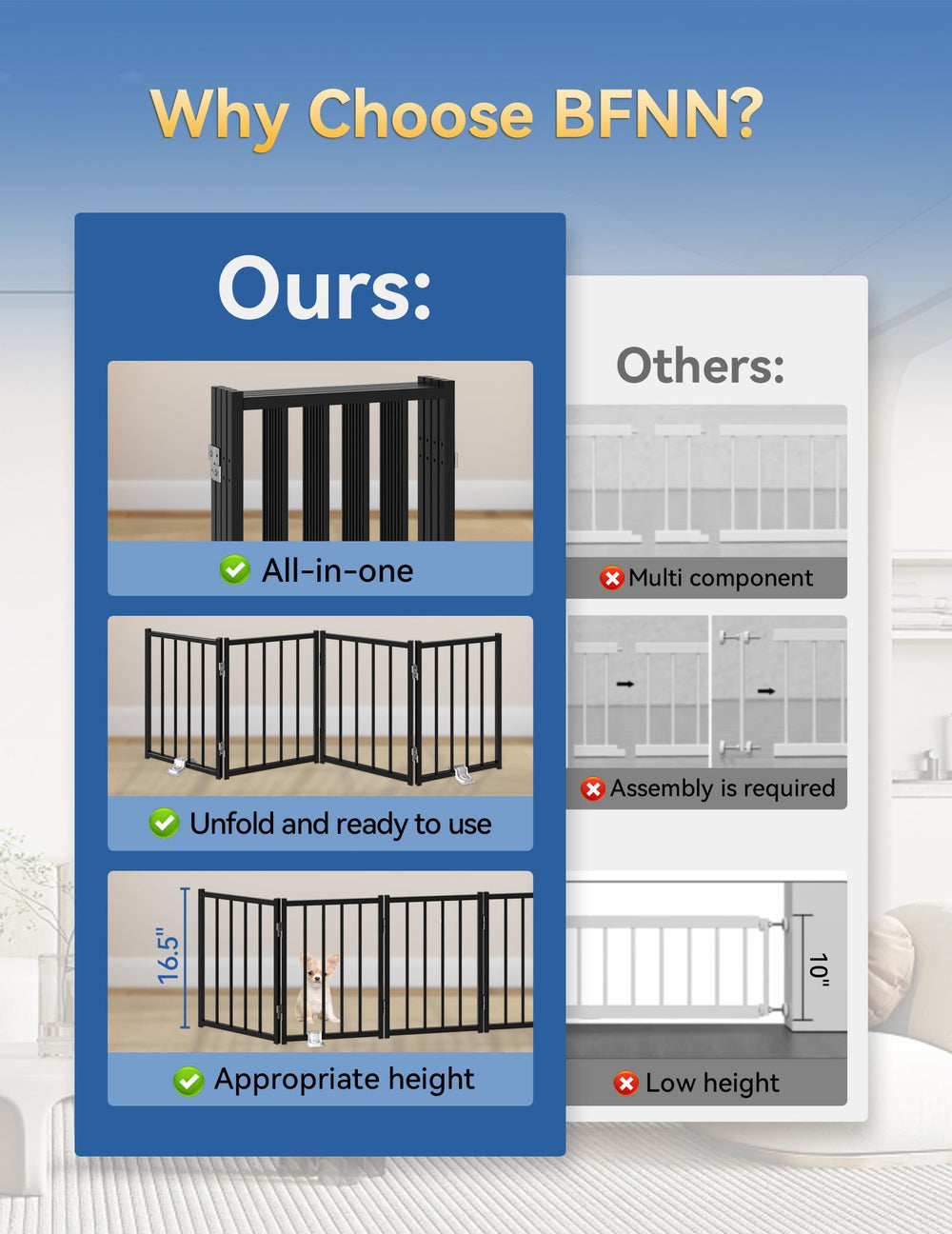 BFNN metal gate includes 3M foot support for stable placement