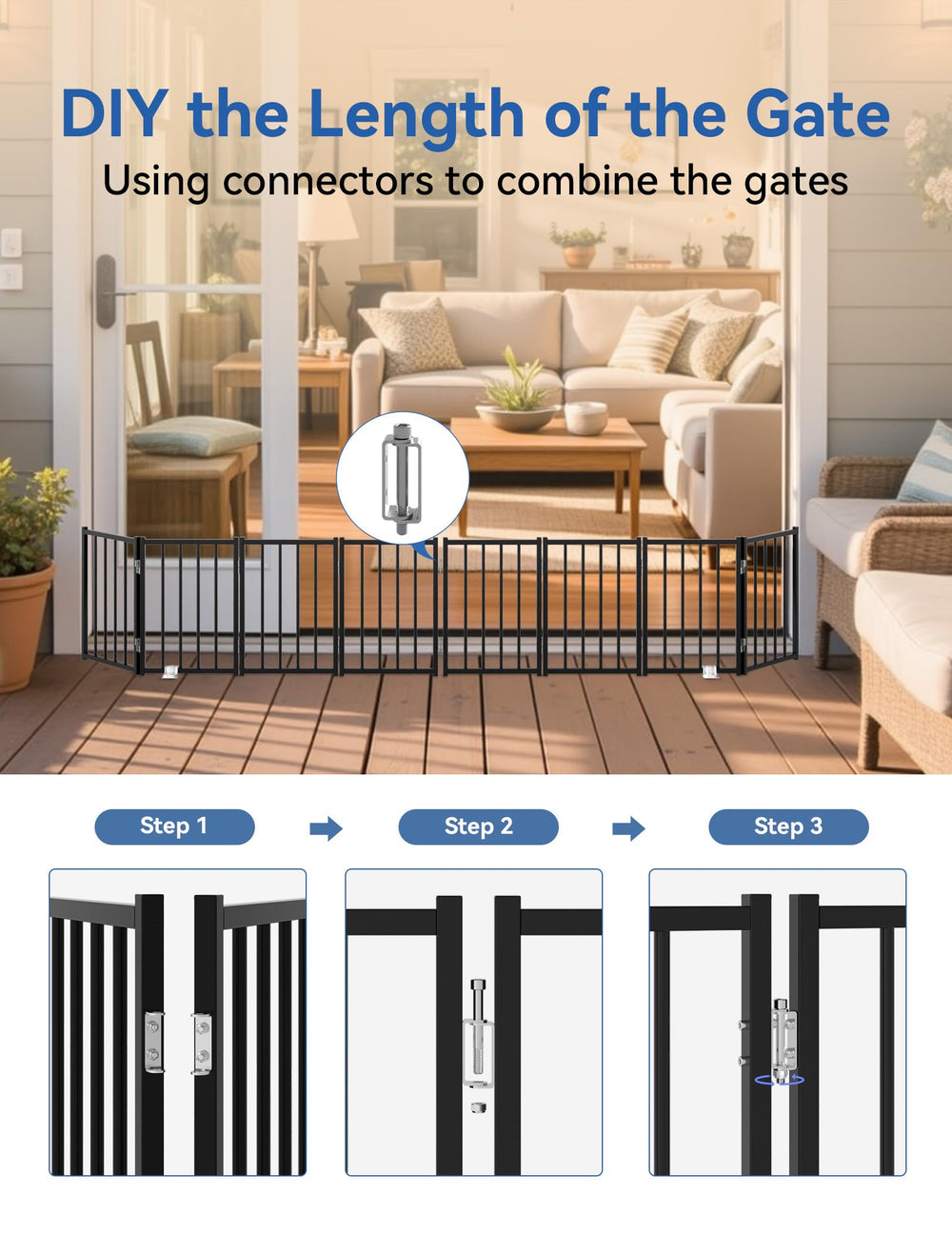 BFNN Metal Short Dog Gate compact travel-friendly design
