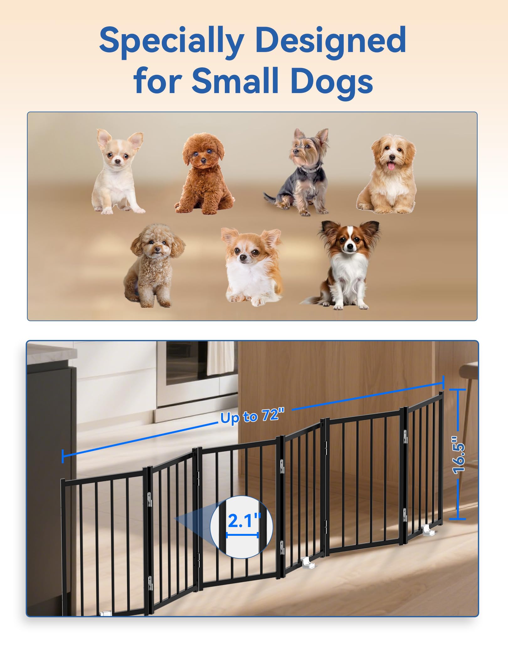 BFNN Metal Short Dog Gate folds flat for storage and travel convenience