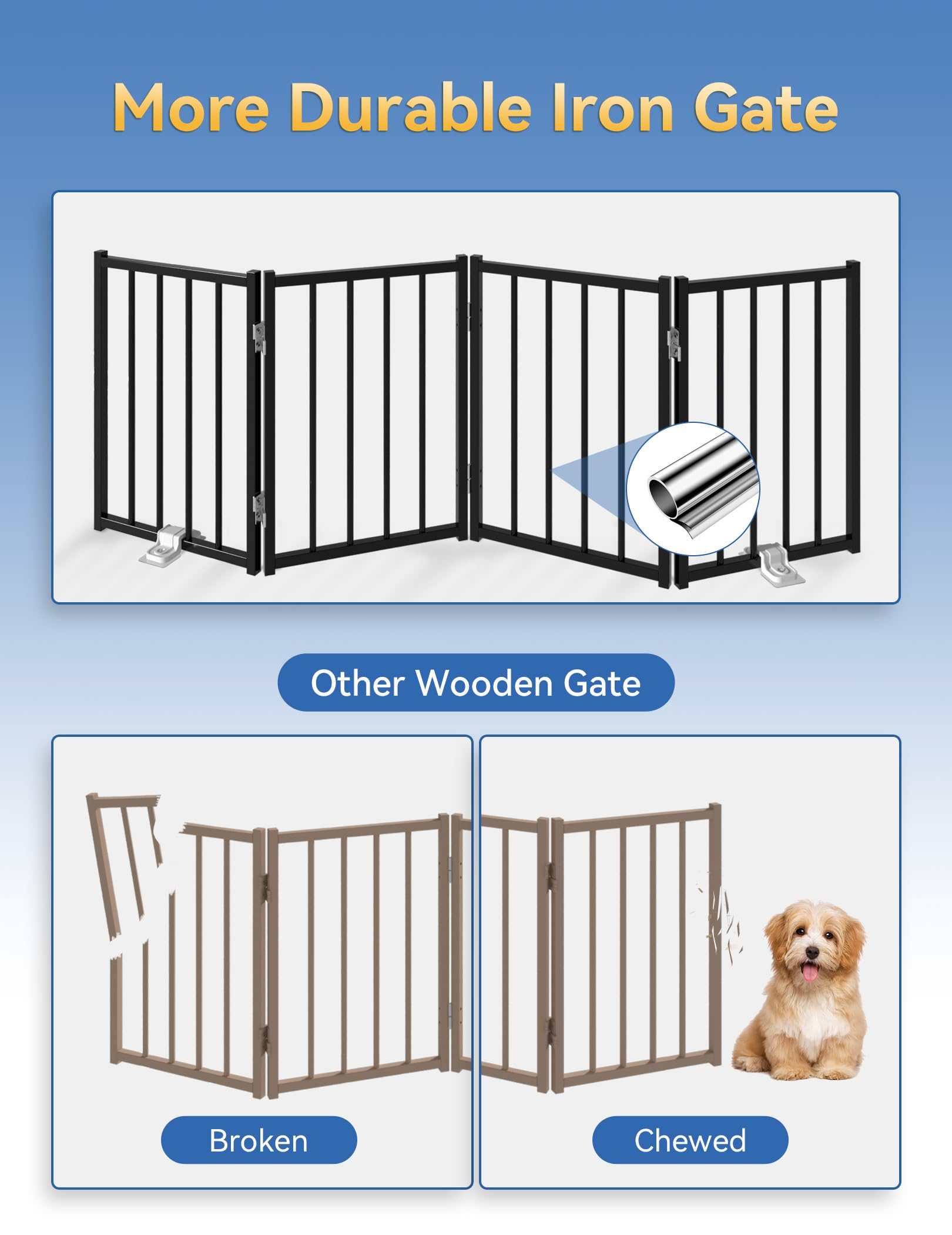 BFNN Metal Short Dog Gate suitable for indoor and outdoor use and portable setup