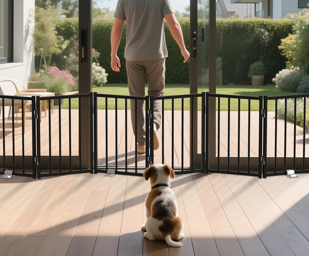 BFNN Metal Short Dog Gate step-over 16.5-high for easy passage with contained pets
