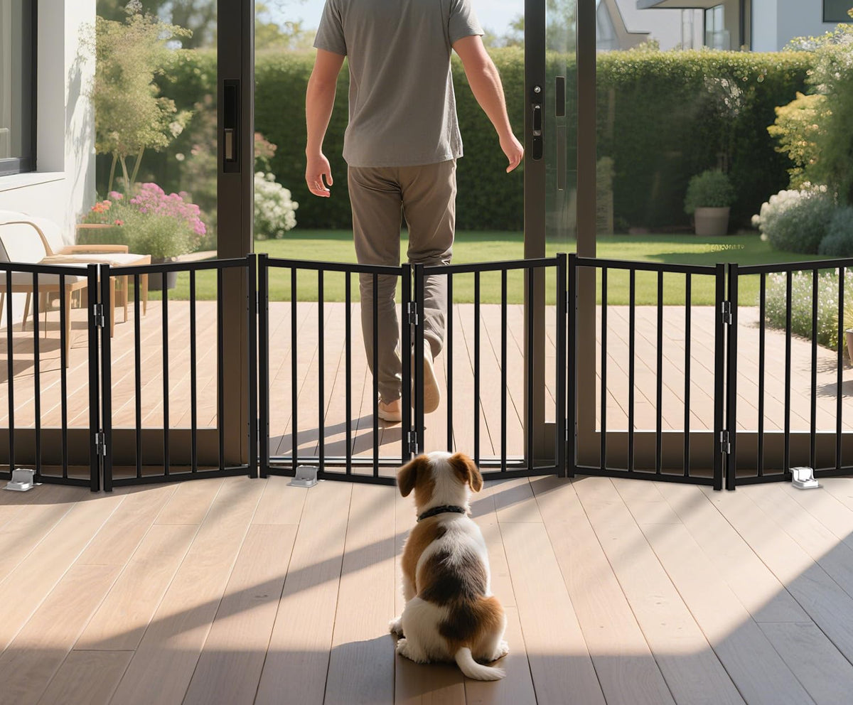 BFNN Metal Short Dog Gate step-over 16.5-high for easy passage with contained pets