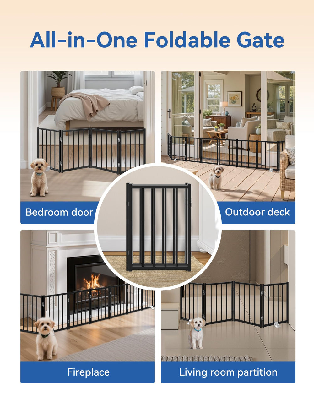 BFNN puppy gate ideal for stairs, doorways, and hallways up to 48 inches