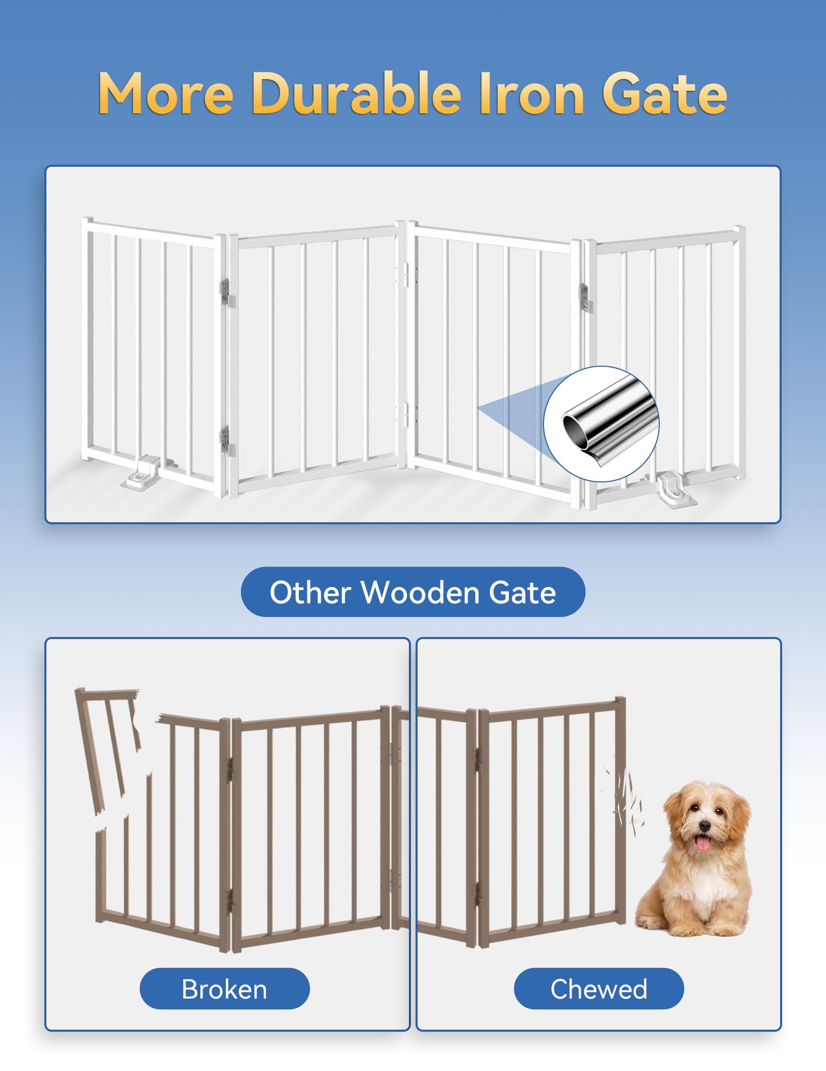 BFNN puppy gate wide coverage demonstrates 48-inch span for stairs and hallways.