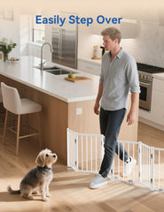 BFNN step-over design dog gate facilitates easy passage while pets stay contained.