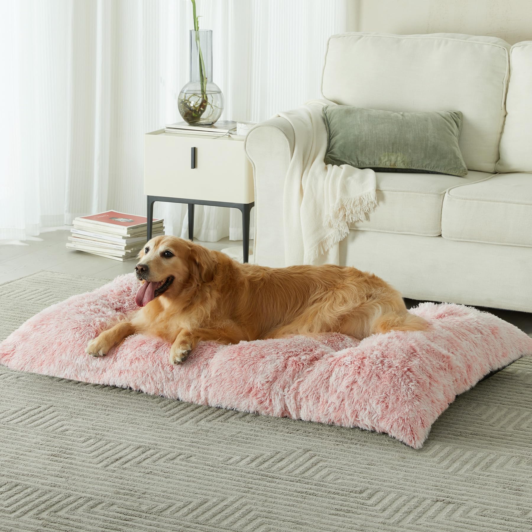 BFPETHOME pink cozy bed adds style and comfort for large dogs.