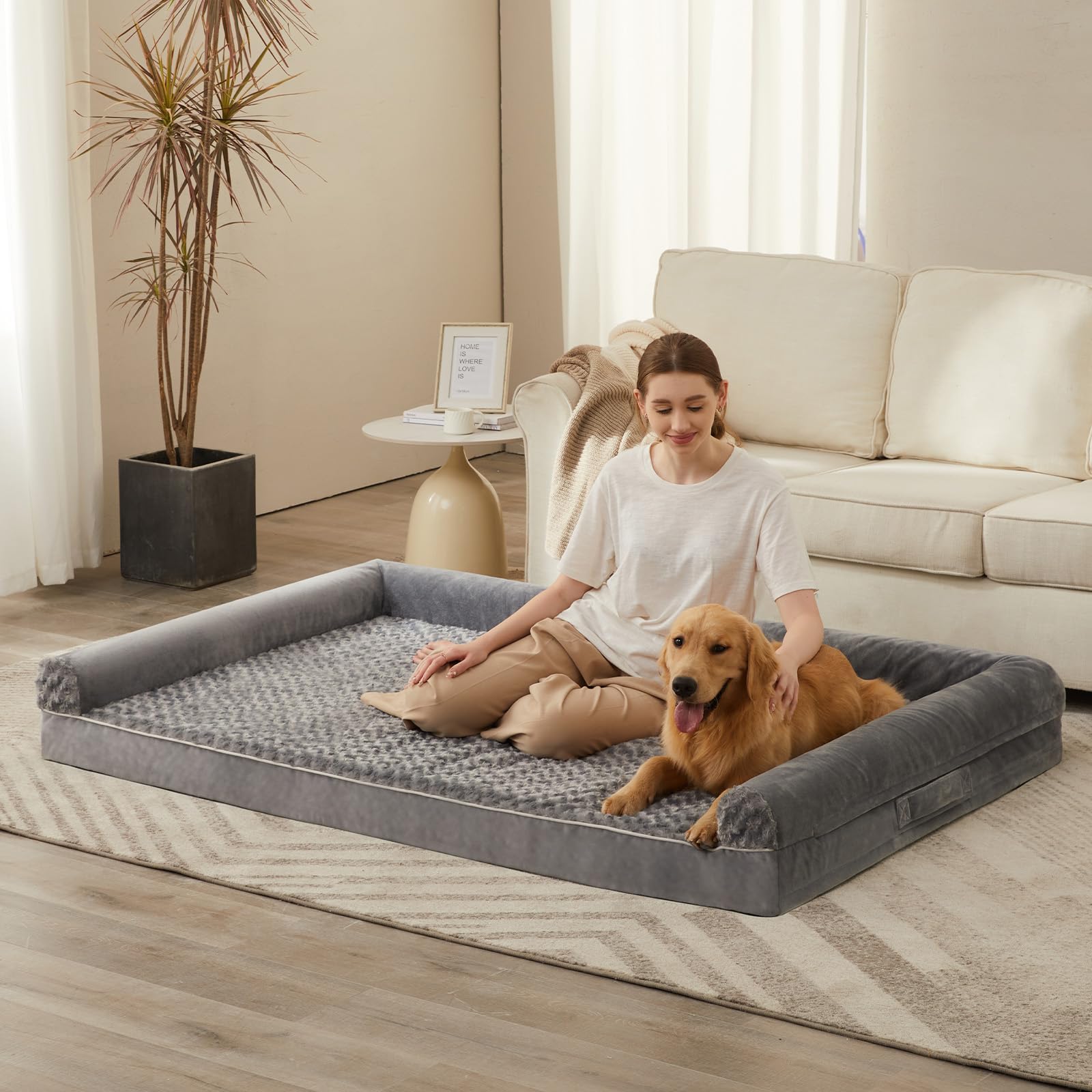 BFPETHOME orthopedic dog bed foam supports muscles and joints.