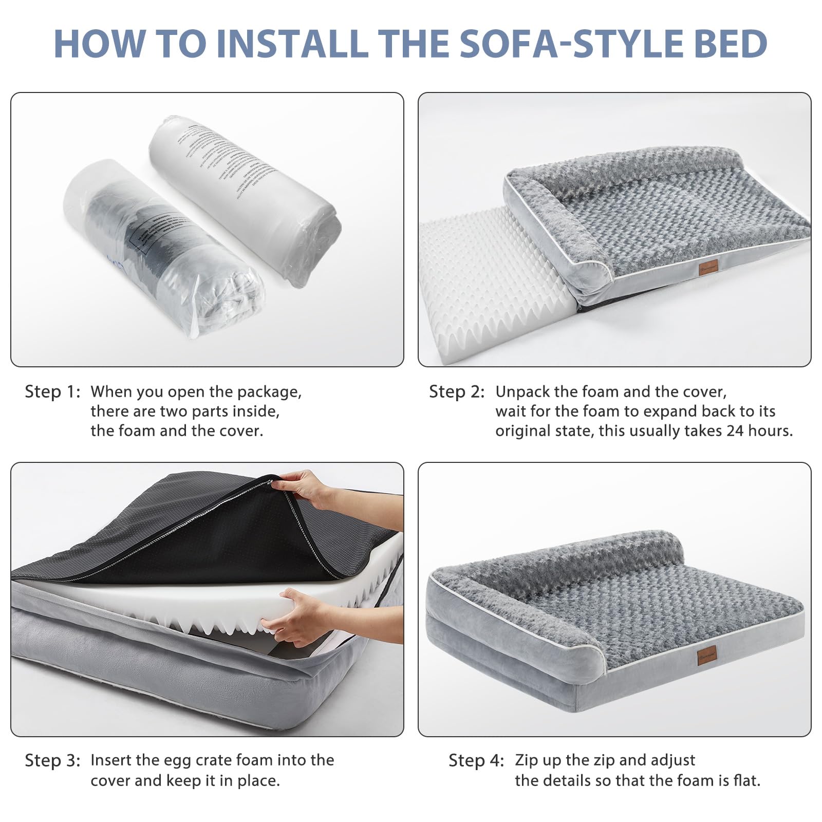 BFPETHOME orthopedic dog bed L-shaped design supports head and neck