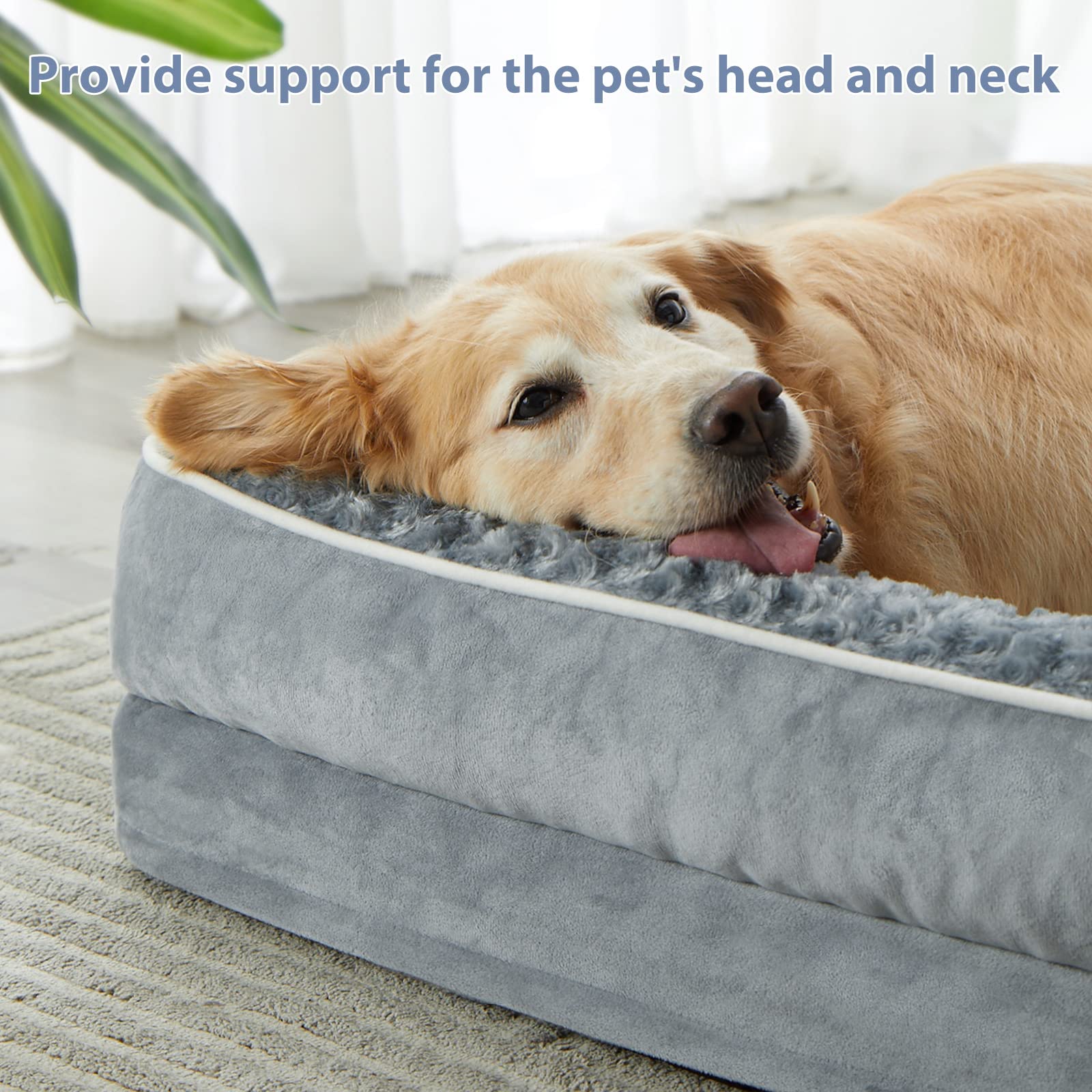 BFPETHOME orthopedic dog bed non-slip bottom keeps bed in place
