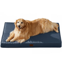 BFPETHOME outdoor dog bed navy front view emphasizes durable waterproof fabric for outdoor lounging