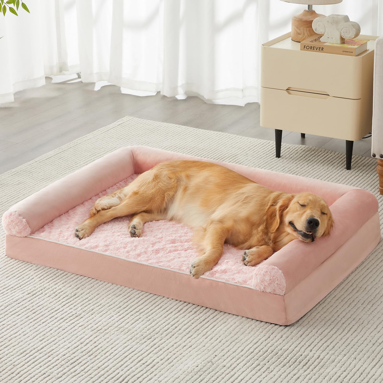 BFPETHOME dog bed large front view showing orthopedic support for joints and comfort