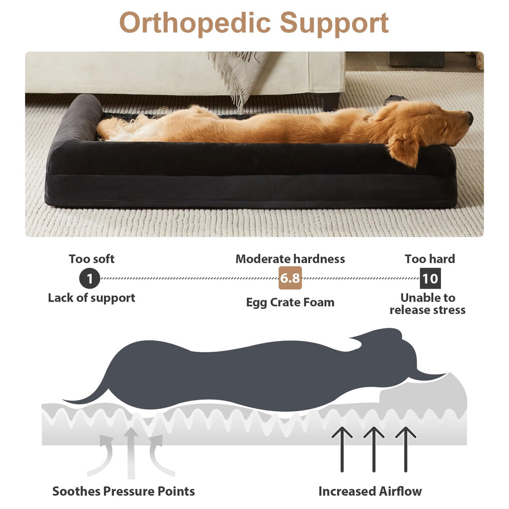 BFPETHOME dog bed with three bolsters supports neck and head