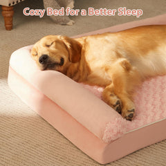 BFPETHOME dog bed with U-shaped design and bolsters for neck support.