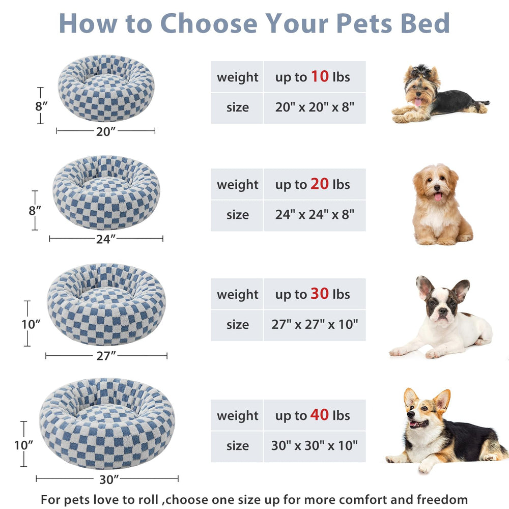 BFPETHOME donut bed blue washable fabric for easy cleaning and reuse.