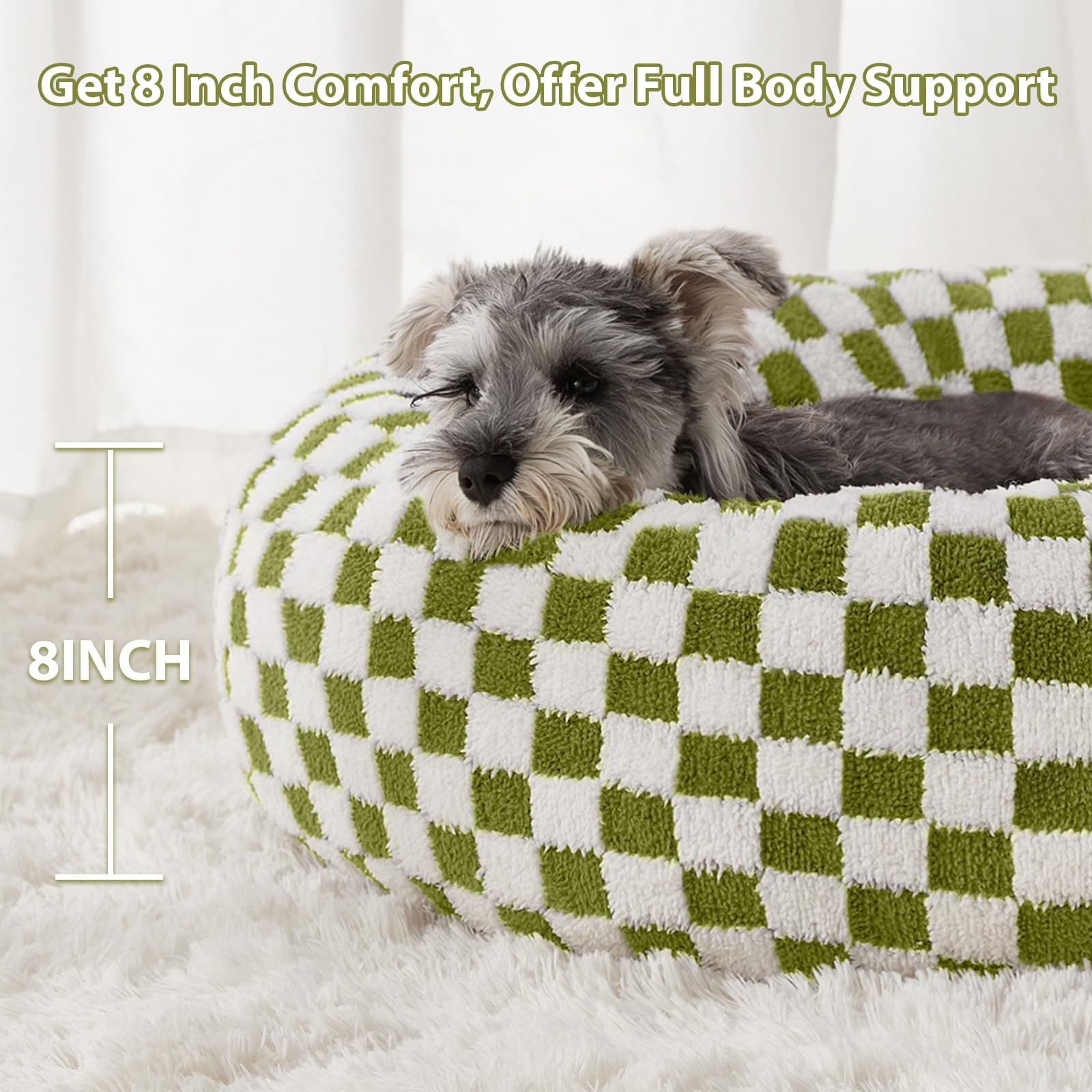 BFPETHOME donut dog bed close-up plush fabric, cozy nap times.