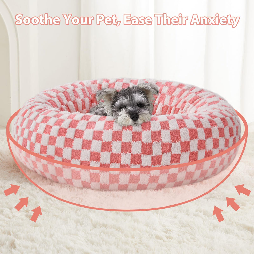 BFPETHOME donut bed pink ideal for puppies and kittens cozy resting.