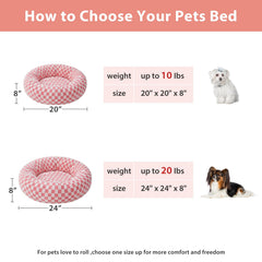 BFPETHOME donut bed pink non-slip bottom keeps small dogs secure.
