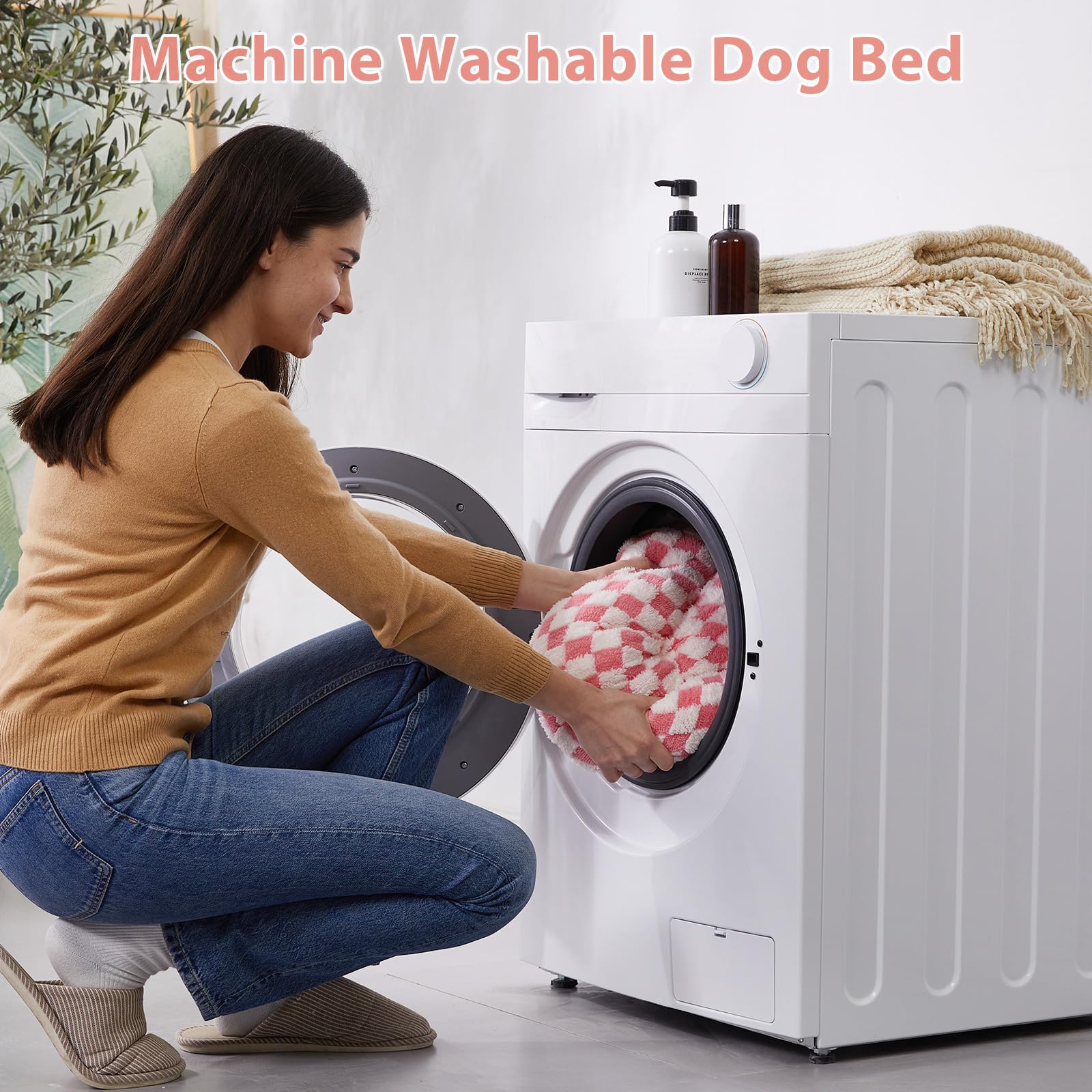 BFPETHOME donut bed pink size-small suitable for Chihuahuas and Yorkies.