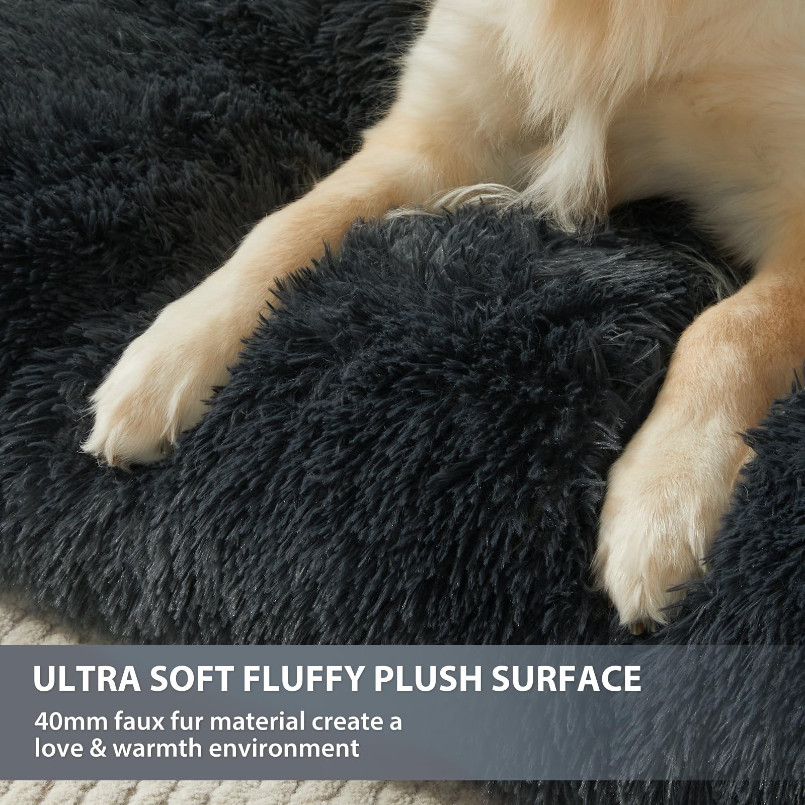 BFPETHOME 35x23x4 inch size fits dogs up to 60 pounds for roomy comfort.