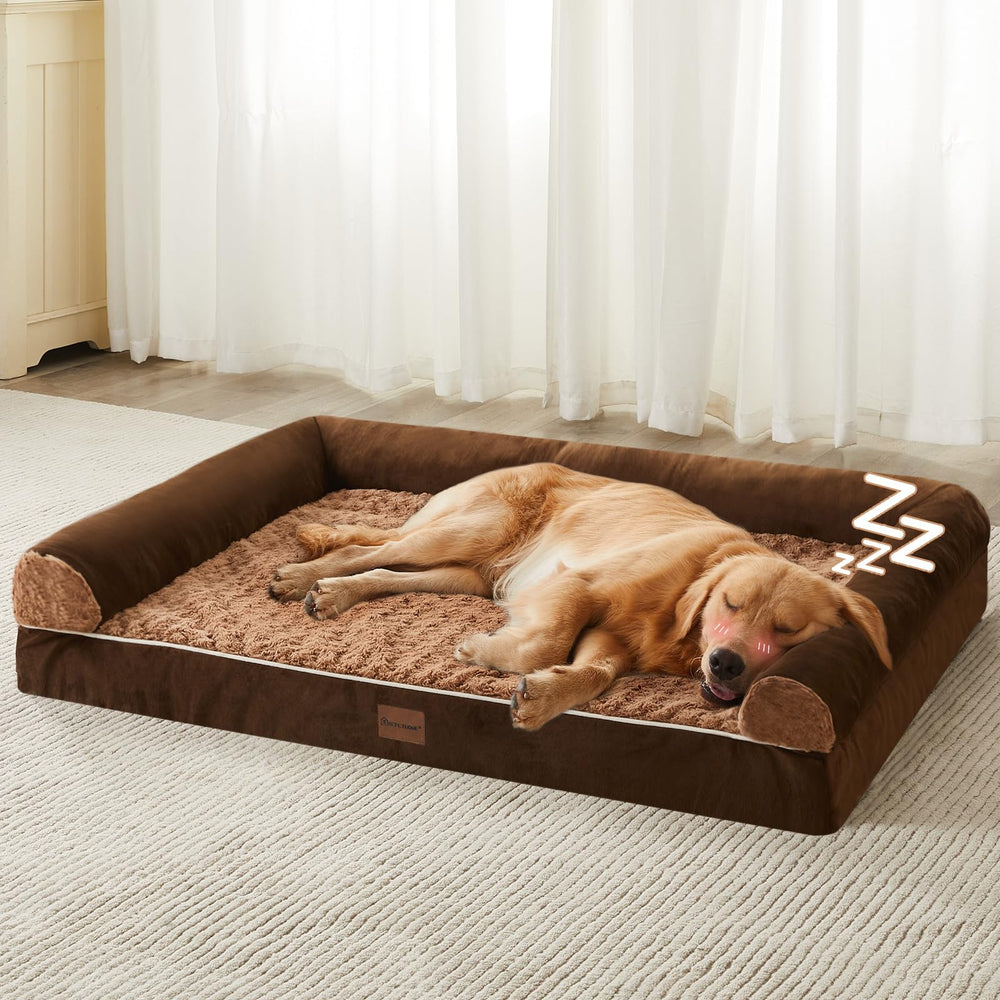 BFPETHOME large dog bed with foam-core supports joints for comfortable rest.