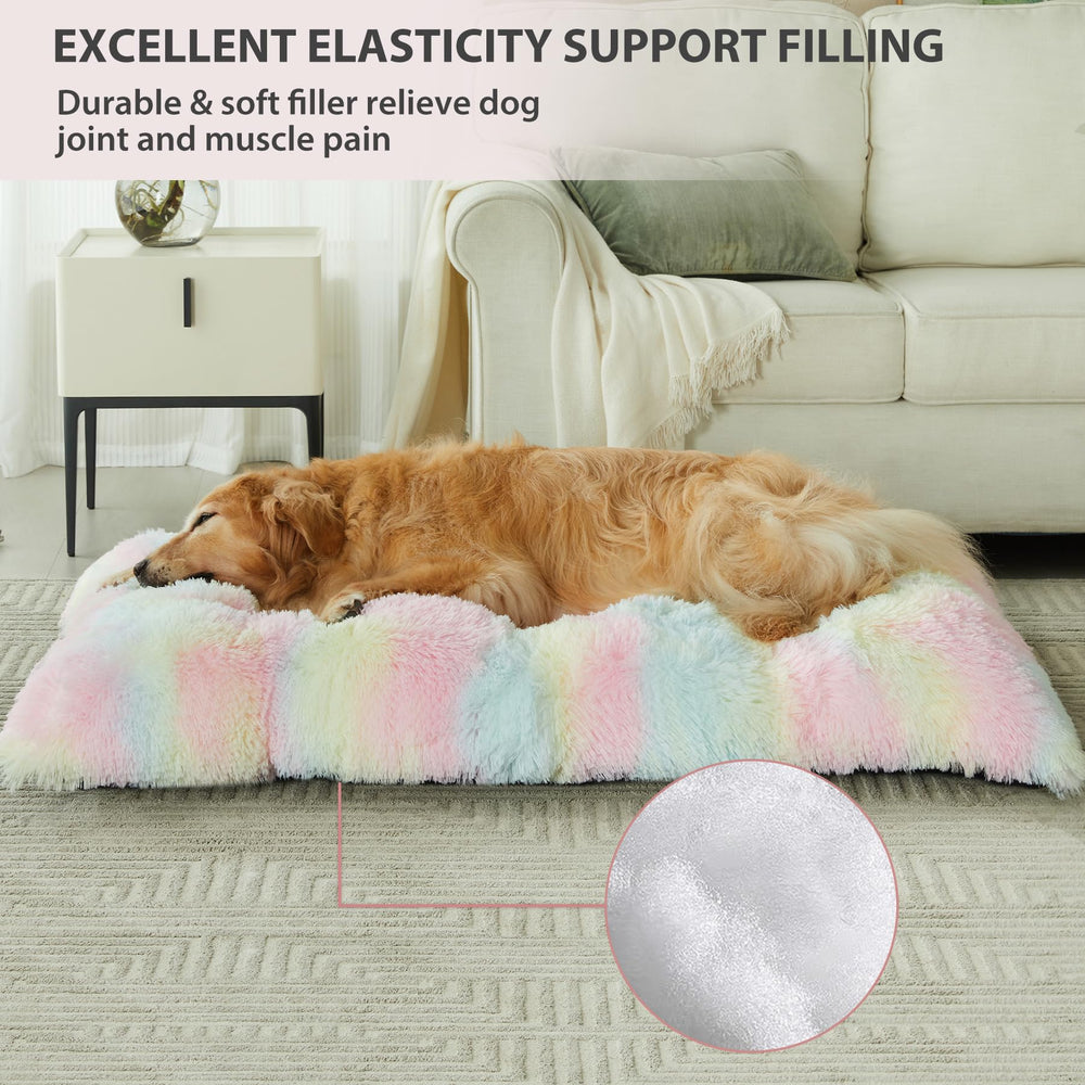 BFPETHOME large dog bed rainbow anti-slip bottom keeps floors stable.
