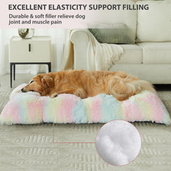 BFPETHOME large dog bed rainbow anti-slip bottom keeps floors stable.